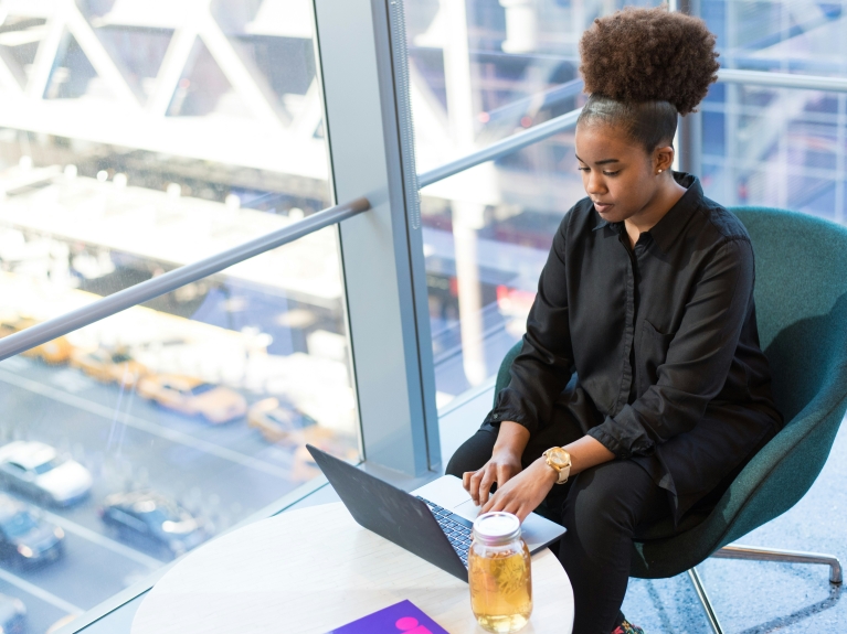Person working on a laptop